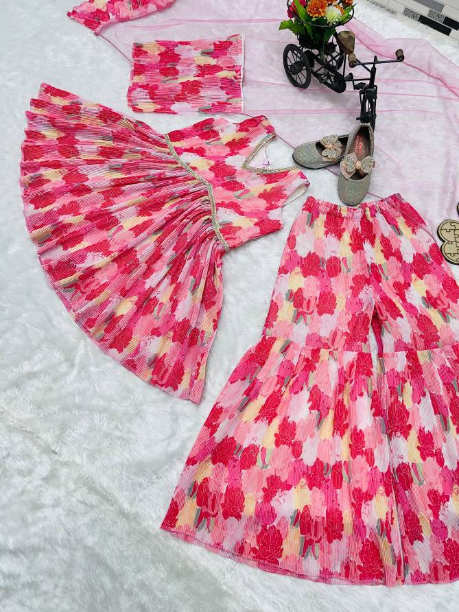 OC 167 Heavy Fox Georgette Printed Sharara Kids Wear Girls Readymade Suits Wholesale Price In Surat
